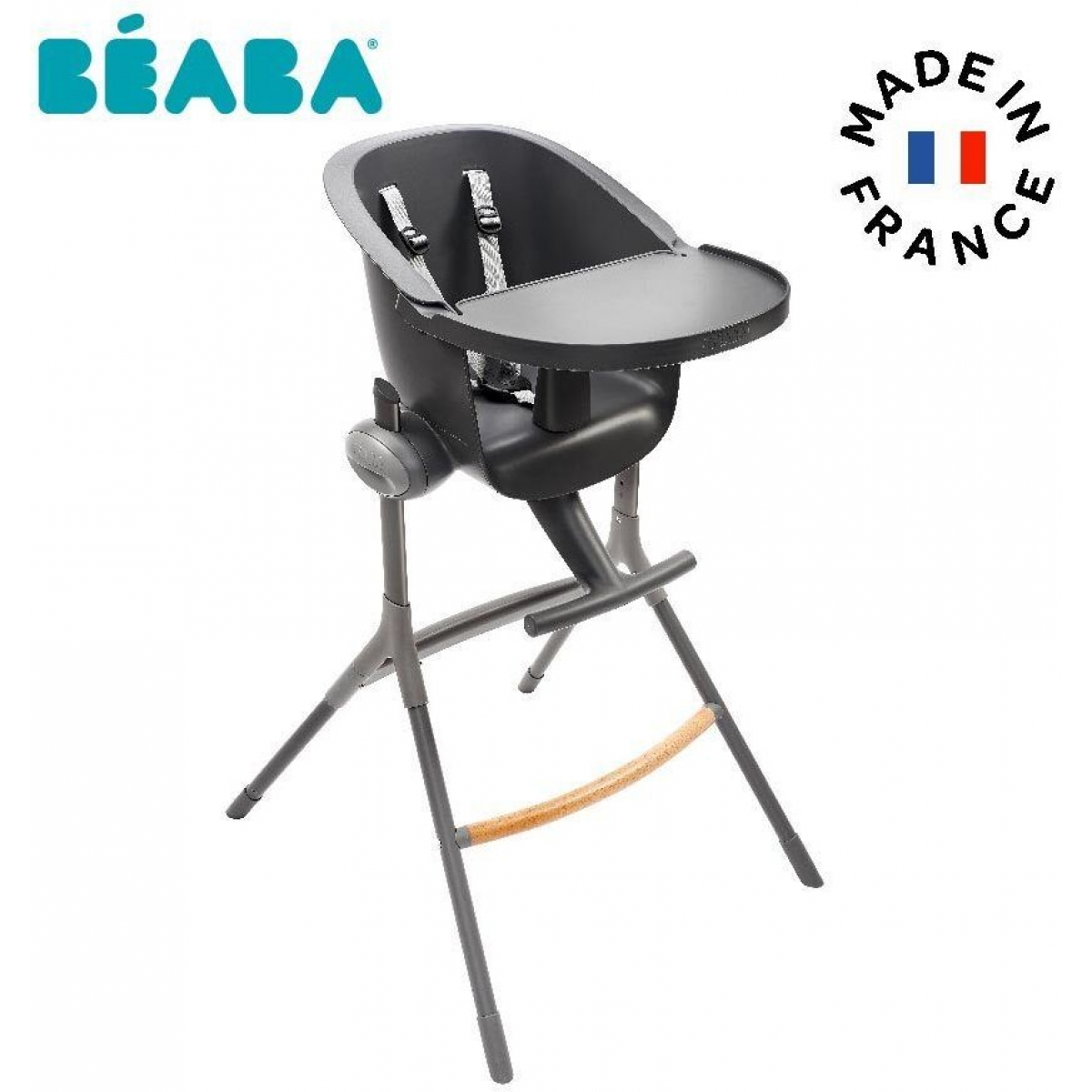 Beaba Up & Down 改良版可調節高腳餐椅 (礦物灰/六種高度/五點安全帶)